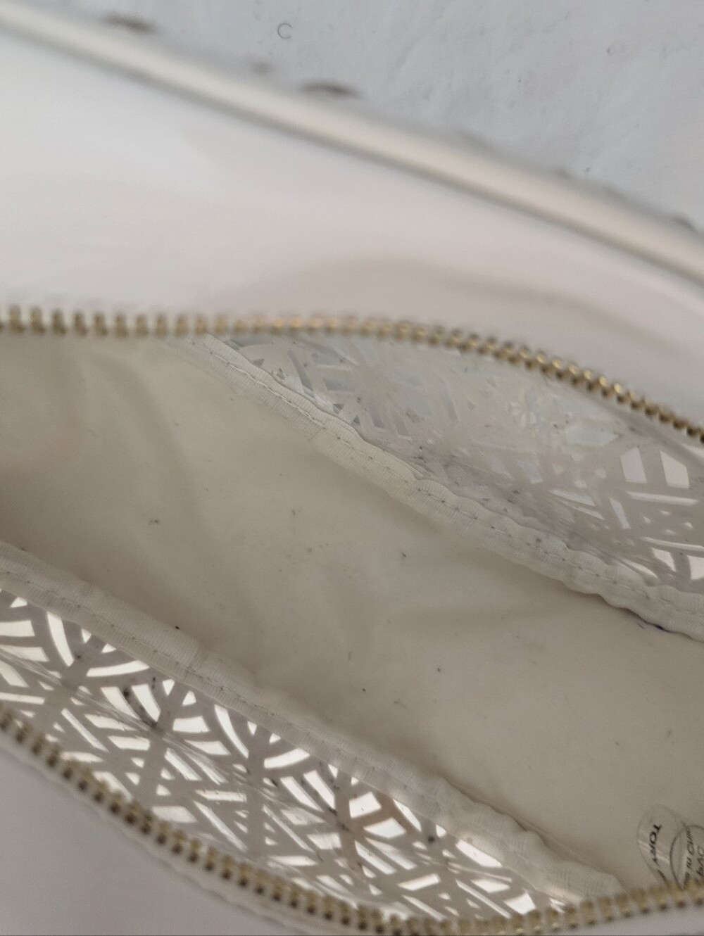 Tory Burch White Laser-Cut Tote with Matching Pouch - Picture 4 of 6
